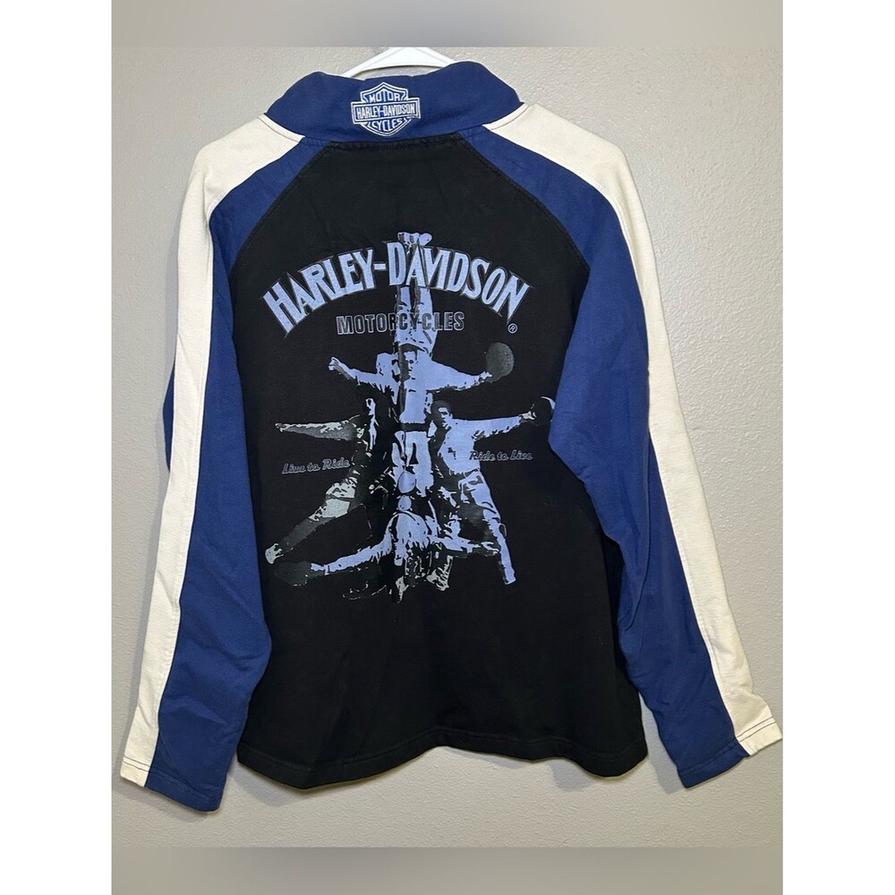 Harley Davidson Vintage Black Quarter Zip Pullover Sweater Women’s Plus Size 1X